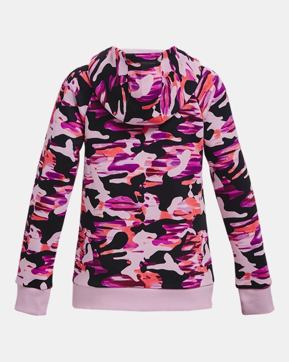 Girls' UA Rival Fleece Printed Hoodie, Purple, pdpMainDesktop image number 1